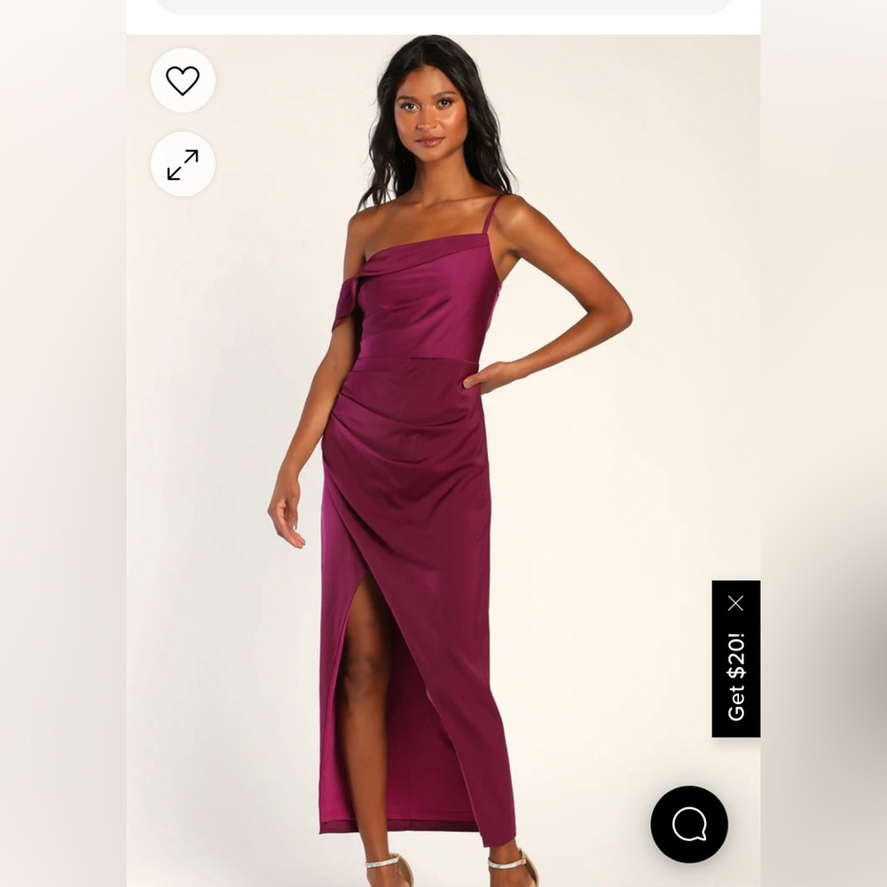 Lulus Showing Off a Little Magenta Asymmetrical Tulip Midi Dress
